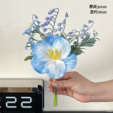 臺灣出貨 新款ins風手捧花仿真花假花花束桌麵裝飾花藝擺件客廳仿生花擺設, 淺藍開花鬱金香藍色香蘭手札花束, 1個