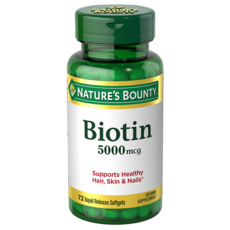 NATURE'S BOUNTY 生物素 5000mcg 軟膠囊, 1個, 72入