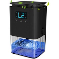 가정용 나인스카이 제습기 70온스 물탱크 침실 지하실 욕실 자동 차단 기능 수면 모드 5가지 색상 LED 조명 흰색, Black, Black