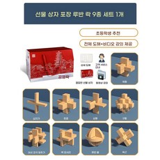 두뇌 개발 퍼즐 잠금 장난감 조립형 전통 구조 블록 IQ 놀이 선물용, 입문용 9종 세트 업그레이드 선물 세트, 전체 도해/영