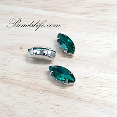 뽀트 모양 글라스 캡보석 백금도금, 에메랄드, 5-10mm(30개), 1개