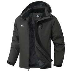 MAOYSSEN 남성용 겨울 스키 스노우 재킷 - 따뜻한 플리스 안감 파카 추운 야외 스포츠용 방수 우비 다크 그레이. XXL