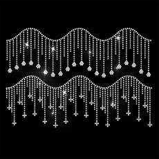 1개 유리 핫픽스 라인스톤 다리미 부착형 아플리케 의상 액세서리 (옷 가방 바지용 태슬) 297x210mm, 혼합색