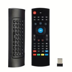 MX3 에어 마우스 USB 무선 키보드 스마트 교체 리모컨 24G RF 컨트롤러 음성 마이크 포함 안드로이드 TV 박스 PC용, 1)black