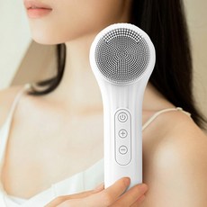 LOMESO 진동클렌저 실리콘 브러시 세안 전동 클렌저 온열 얼굴클렌징기계, 화이트