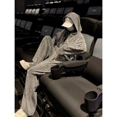 EDNQ 衛衣套裝 垂感休閒運動套裝女 秋季新款重工燙 連帽衛衣外套闊腿長褲兩件套 韓版 氣質