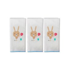 VIVIBABY 酷咪兔精梳棉紗布手帕 嬰兒洗臉巾 台灣製造 柔軟透氣吸水 親膚耐用 3入組