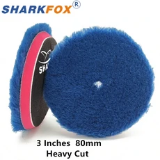 샤크폭스 3인치(80mm) 1개 자동차 도색 광택용 양모 패드 혼합 스펀지 폼 왁싱, 3 Inch 80mm, 1pc Blue He y Cut