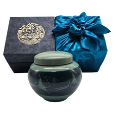 청밀당 도자기 꿀 1.2kg 고급 명품 케이스 국내산 선물세트, 1개, 사양꿀 고급 1.2kg (청 보자기증정),도자기 선택:흑운학