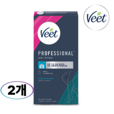 VEET 비트 제모테이프 바디 왁스스트립 셀프 왁싱테잎 팔 다리 비키니, 20g, 2개