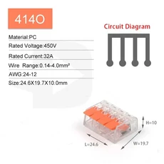 레고호환 라이트 블록 라이트브릭25/50/100PCS 주황색 레버 와이어 커넥터 2/3/4/5 핀 소형 도체 푸시 인, 02 25PCS, 04 Orange 414