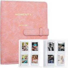 폴라로이드용 256 포켓 사진 앨범 Instax Mini 11 12 9 8+ 8 7+ 즉석 카메라 KODAK 스텝/캐논 아이비/HP 스프로켓 컬러 프린터(브라운)용, Pink