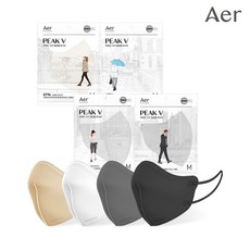 아에르 피크 V 라이트 보건용 마스크 KF94 중형, 50개입, 1개, 블랙