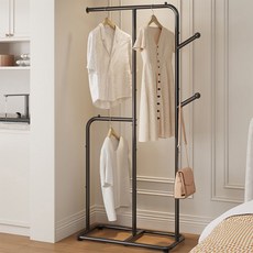 Bornoon S자형 스탠드 철제 옷걸이 행거 튼튼한 스탠드행거 원판형 178CM, 블랙 BLACK