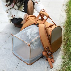 [확장형] 베이직365 반려동물 백팩 3면통풍 가로백팩형 이동가방, 1개, 그레이
