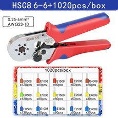 플라이어 핑 전기 HSC8 엔드 회로 와이어 퍼 단자용 수리 도구 프 4/6 페룰 6 튜브, HSC8 6 6 1020H, 1개