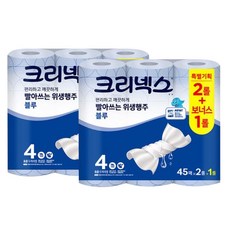 크리넥스 빨아쓰는 위생행주 키친타올 블루 45매(2+1롤)x2팩, 45매, 2박스