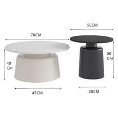 椿嶼 馬提尼奶油實木圓形茶幾 客廳家用北歐小戶型簡約現代輕奢組閤, 奶白+啞黑（大白麪-小黑麪）, 1個