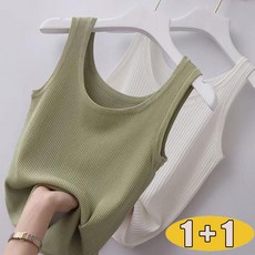 여성용 면 골지 스판 나시 티 데일리 기본 나시 민소매 이너 나시 티셔츠 쭉 티