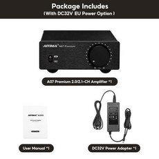 앰프 카페 세련된 음향시공 AIYIMA A07 프리미엄 TPA3255 전력 300Wx2 클래스 D 디지털 오디오 HiFi 2 채널 스테레오 사운드 Hifi 홈, 폴란드, With 32V 5A EU Plug