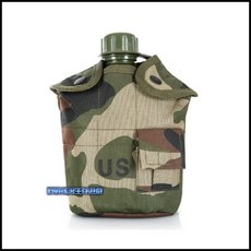 野戰搖滾-生存遊戲 US軍用戰術水壺套 ACU迷彩 叢林迷彩 黑色多地形迷彩 黑蟒 腰掛水壺包 水瓶袋, 1個