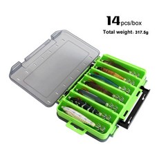 14pc 낚시 미끼 키트 수평 오징어 지그 미끼 인공 빛나는 Webfoot 문어 Egi 미끼 워블러 오징어 후크 바다 태클, 녹색