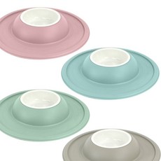 니즈플리 식기매트 일체형 강아지플라스틱식기 반려견밥그릇 반려견식기 애견식기세트 반려묘식기, 그레이색 스몰