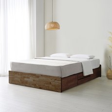 리퍼 원목 무헤드 평상형 침대프레임 내추럴 월넛 SS Q, 월넛_퀸