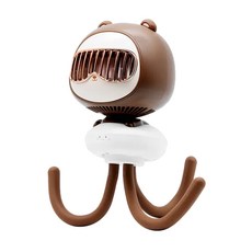 리온맥스 유모차선풍기 어린이KC 휴대용 문어발 아기선풍기 거치대, 브라운꼬미, 1개