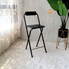 접이식 높은의자 카페 스터디 바스툴 오락실 간이의자 높은 흰관목색면 블랙 대기실 간이, 1인용, 올 블랙 (좌석 높이 60cm)