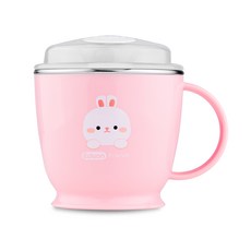 에디슨 프렌즈 흘림방지 스텐 한손 빨대컵 180ml, 흰토끼, 1개