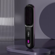 빗 달린 드라이기 컬링 음이온 플래그십 헤어롤 무선 긴머리 스트레이트 브러시, 상세페이지 참고, 1. 블랙