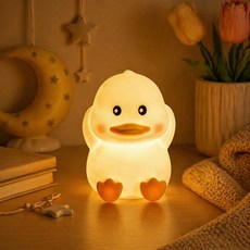 귀여운 오리 LED 무드등 수면등 터치 타이머 USB충전, 오리몽