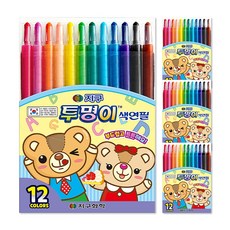 지구 투명이 샤프식 색연필, 4개, 12색