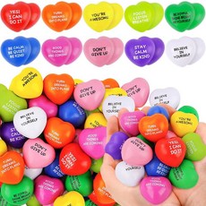SHQDD 스트레스 볼 100PCS 벌크 하트 성인 및 동기 부여 인용 소프트, 1
