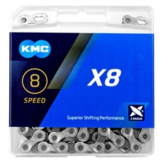 KMC X8 自行車鏈條, 1個, 銀色 + 灰色