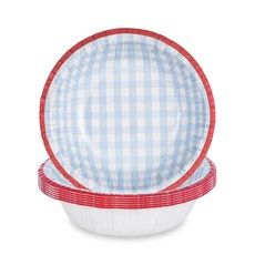 Easytime 종이그릇 종이용기(블루 체크무늬) 15cm 230ml, 5세트, 10개