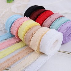 짱패브릭 인형) 13mm 도로시 컬러 양면 셔링 탄성레이스, 블랙(15), 1개