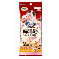 銀湯匙 貓肉泥 2種口味 化毛配方 10入裝, 1個, 雞胸肉5入+鮭魚5入(10入組)