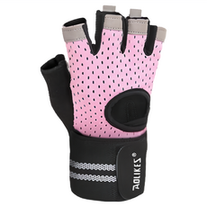 AOLIKES 透氣防滑健身手套, 1雙, 粉色，黑色