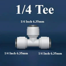 BSP 남성 1/4 "3/8" OD 튜브 호스 스트레이트 엘보 티 POM 커넥터 식수 정화 필터 역삼 투 시스템, 16 Tee 1l4