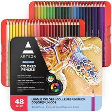 ARTEZA 색연필 48개 왁스 기반 색연필 성인용 틴 ARTEZA Colored Pencils 48 Wax-Based Color Pencils Vibrant Colori, N/A
