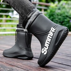 TIMEPURE 남성장화 방수 레인부츠 외식 배달원 전용 중통 낚시 신발 미끄럼방지 기름방지 주방용 고무신