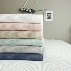 레오나 오가닉 코튼 100% 목화솜 줄누비 스프레드, 핑크