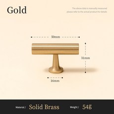Santaya 단단한 황동 손잡이 수직 라인 선형 주방 캐비닛 골드 T 바 침실 옷장 긴 당겨 서랍, 없음, 03 T Knob-50mm