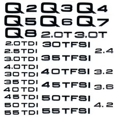 크롬 실버 숫자 문자 엠블럼 자동차 펜더 트렁크 후면 스티커, 2. Glossy black, I. TDI