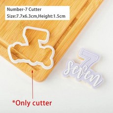글자 번호 아크릴 쿠키 커터 리버스 스탬프 엠보싱 금형 베이킹 도구 비스킷 페이스트리 공예 케이크 장식, 7. Cutter-seven, 1개
