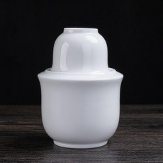 陶瓷溫酒器酒杯燙酒壺家用加熱酒壺熱酒神器分酒器黃酒杯酒具套裝, 1個, 純白   二兩