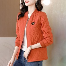 ROYALBELLE 여성 경량 쇼트핏 프린트 패딩 점퍼 중년 엄마 간절기 지퍼 보온 재킷 J091709