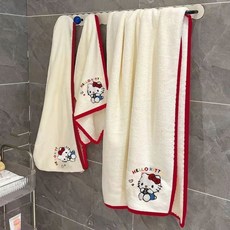 FATTYS 헬로키티 캐릭터 샤워가운 헤어타올 핸드타올 3종세트, 1세트, 핑크